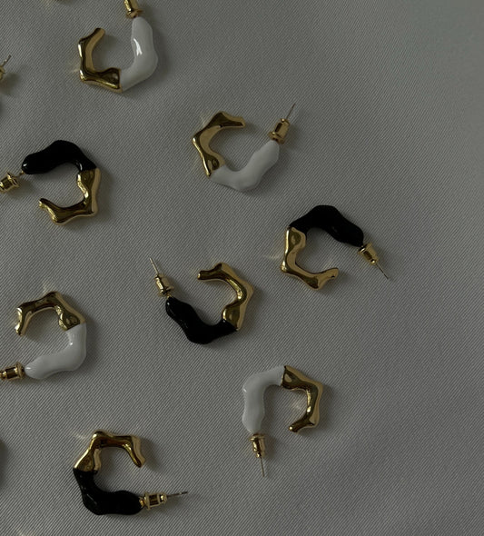 Ariana Black Enamel Hoops image 1