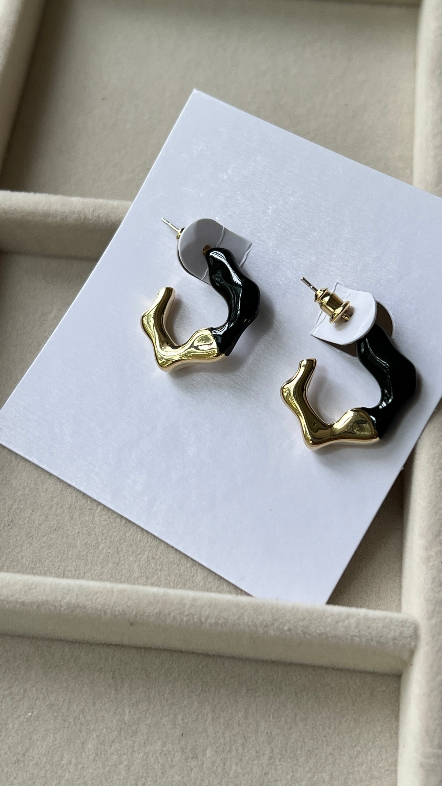 Ariana Black Enamel Hoops image 2