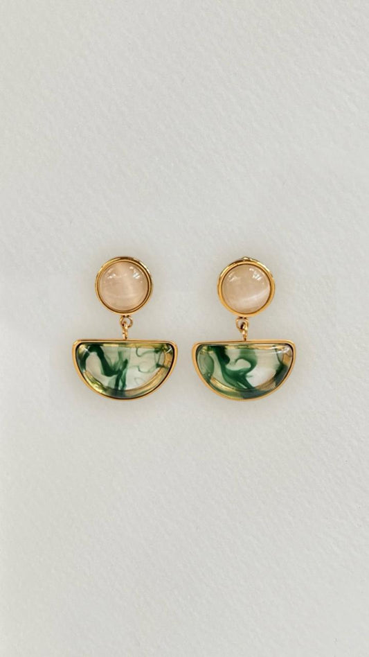Green Resin Earrings image 1