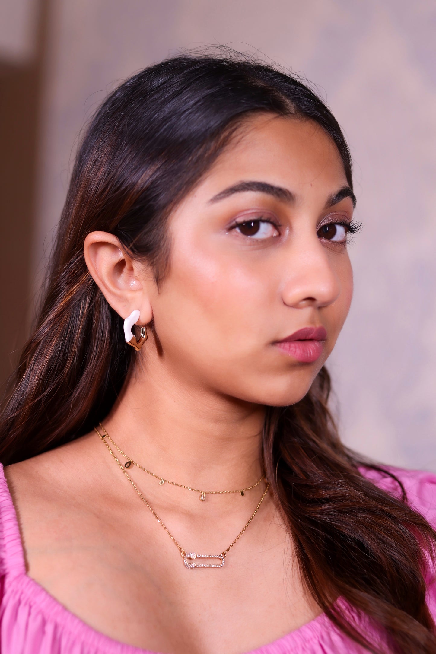 Ariana White Enamel Hoops image 2