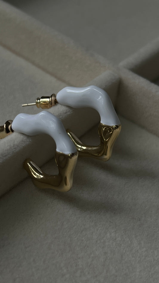 Ariana White Enamel Hoops image 1