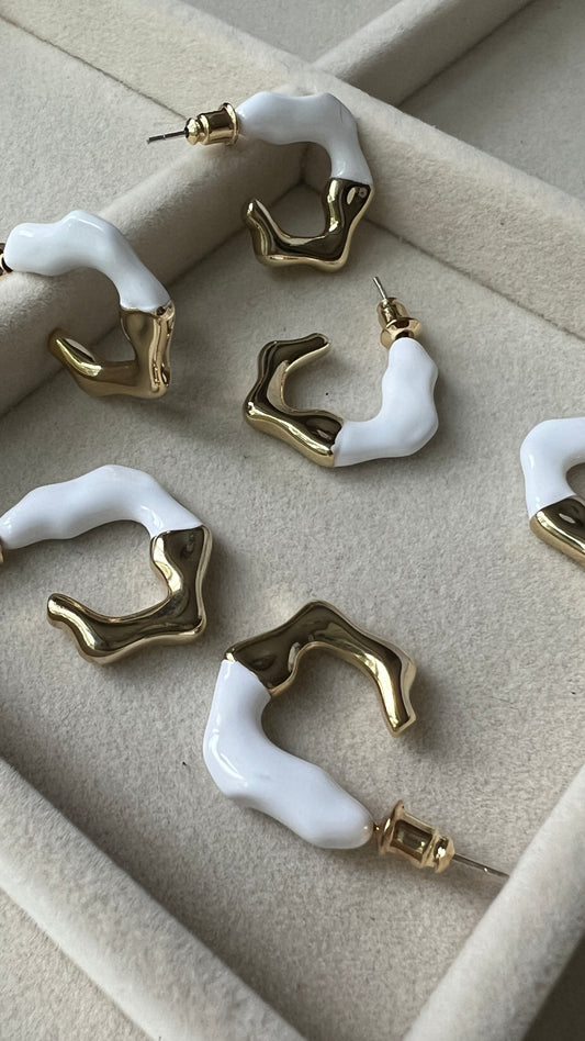 Ariana White Enamel Hoops image 0