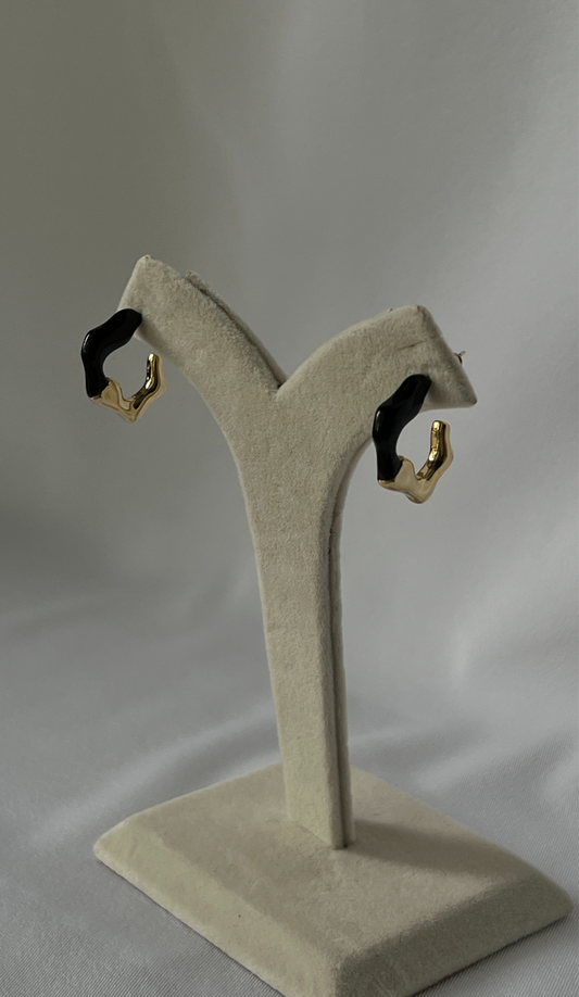 Ariana Black Enamel Hoops image 0